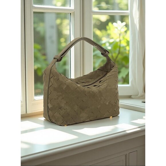 Chic Olive Suede Handbag with Adjustable Strap - Perfect Daily Companion - Picture 6 of 8